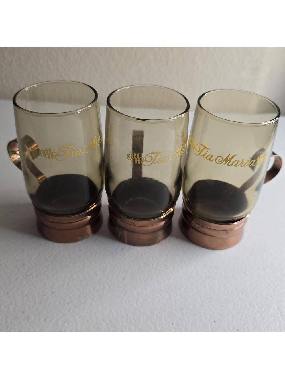 Vintage Tia Maria Glasses with Copper Handles - Set of 3